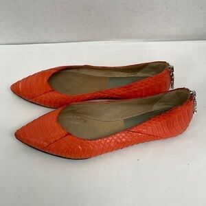 Dolce Vita Pointed Toe Orange 8 snakeskin zip zipper